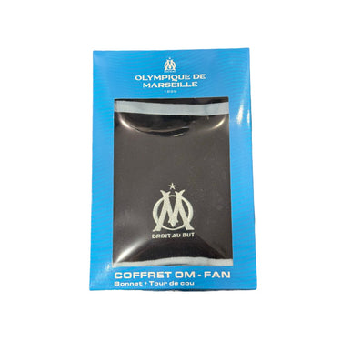 Bonnet OM adulte noir issu du coffret officiel, détail.