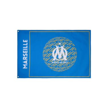 Drapeau Planète Marseille bleu déployé, vue globale.
