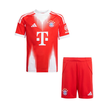 Ensemble Bayern Munich domicile junior 2025 2026 rouge, vue complète officielle.