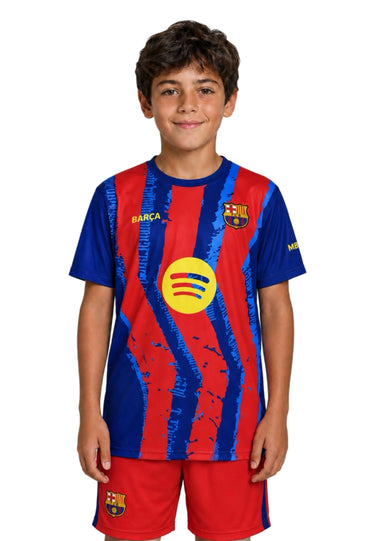 Ensemble Maillot + Short FC Barcelone Enfant Lamine Yamal N°10 2026 - Fourth - Bleu