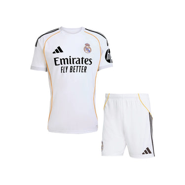 Ensemble Real Madrid domicile 2025 2026 homme blanc, vue complète officielle.