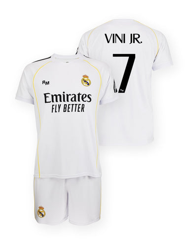 Kit Real Madrid Junior Domicile Vinicius N°7 2025/26 Blanc