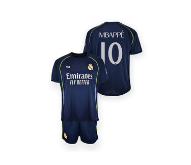 Kit Real Madrid Junior Extérieur Mbappé N°10 2025/26 Bleu