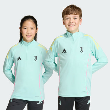 Détail du design turquoise Juventus Tiro 25 Competition junior.