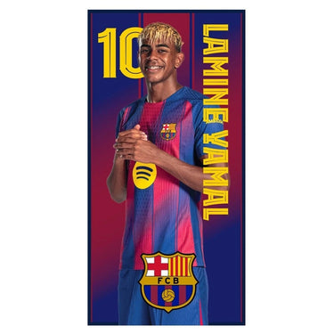 serviette lamine yamal fc barcelone numero 10 bleu coton