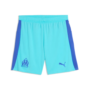 Le short Gardien OM Monumentale affiche un bleu azur profond.