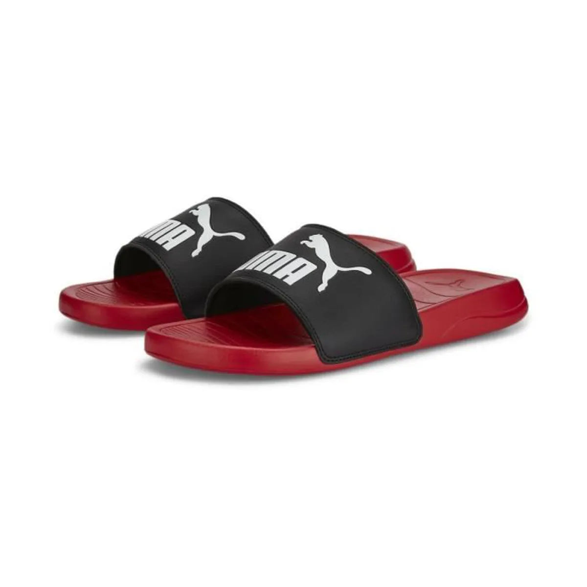 Red and black puma slides shop