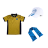 Pack PlanetFoot pack cadeau om heritage homme 2026 or blanc bleu polo casquette echarpe: ensemble des articles du pack sur fond blanc