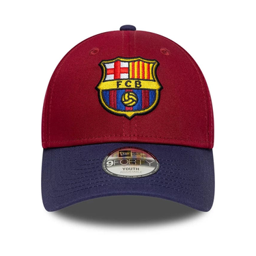 Pack PlanetFoot pack cadeau fc barcelone enfant 2026 27 casquette new era ballon: casquette New Era FC Barcelone enfant bordeaux bleu marine sur fond blanc