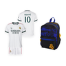 Pack PlanetFoot pack cadeau real madrid mbappe enfant 2026 27 kit blanc sac a dos: ensemble des articles du pack sur fond blanc