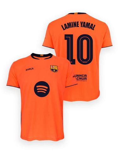 Kit FC Barcelone Third Junior Lamine Yamal N°10 2025/26 Orange