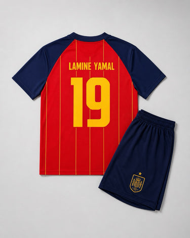 Kit Espagne Domicile Fan Lamine Yamal N°19 Junior 2026 Rouge - Coupe du Monde