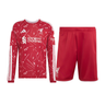 Ensemble Maillot Short Liverpool FC Domicile Manches Longues Homme 2026/27 Rouge Bordeaux – vue de l'ensemble sur fond blanc