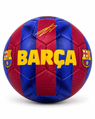 Piłka FC Barcelona, wersja domowa, sezon 2026, Lamine Yamal, niebiesko-czerwona.