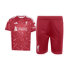 Ensemble Maillot Short Liverpool FC Domicile Enfant 2026/27 Bordeaux Blanc – vue de l'ensemble sur fond blanc