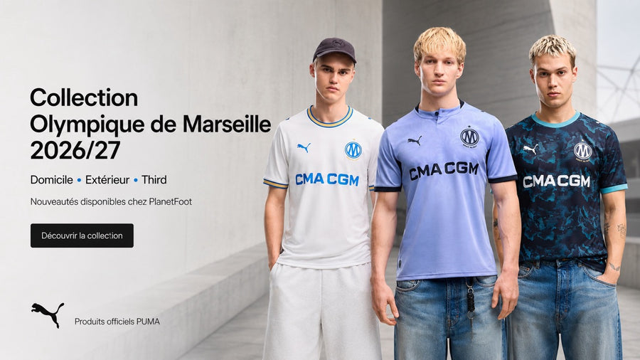 Collection Olympique de Marseille 2026/27 avec maillots Domicile Extérieur et Third