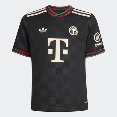 Maillot Bayern Munich third junior 2025/26 noir, détail design.