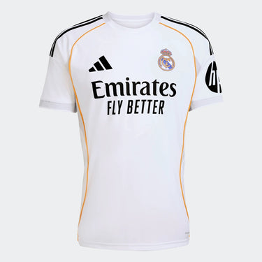 Maillot Real Madrid domicile 2025/26 homme blanc, détail design.
