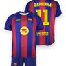 Kit FC Barcelone Domicile Junior Raphinha N°11 2025/26 Blaugrana