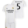 Kit Real Madrid Junior Domicile Bellingham N°5 2025/26 Blanc