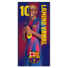 serviette lamine yamal fc barcelone numero 10 bleu coton