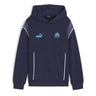 Sweat à capuche OM FtblArchive enfant bleu, vue avant officielle.